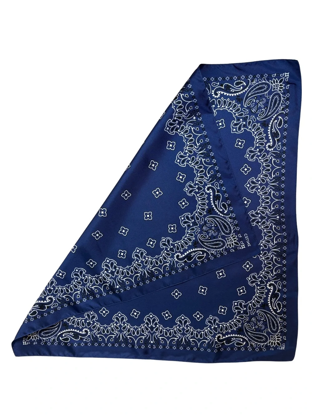 Celine Navy Bandana with White Paisley Print